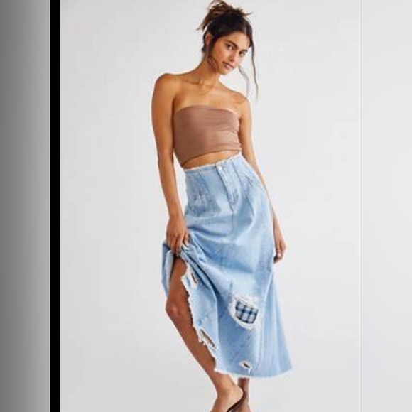 Free People Dresses & Skirts - Free People Riptide Maxi Denim Skirt , NWT, Size 2.  *****SOLD OUT